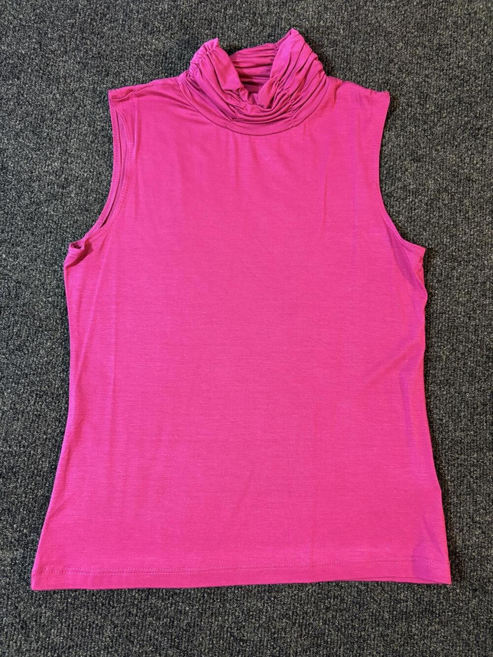 Leo & Nicole Tank Top Womens PS Pink Turtleneck Sleeveless Stretch Jersey Basic